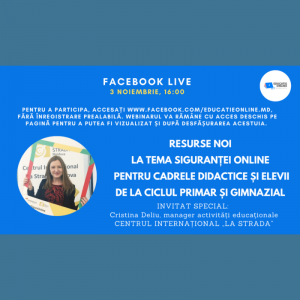 Siguranța online pentru cadrele didactice și elevii ciclului primar și gimnazial