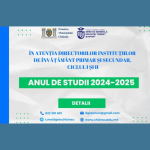În atenția directorilor instituțiilor de învățământ primar și secundar, ciclul I și II